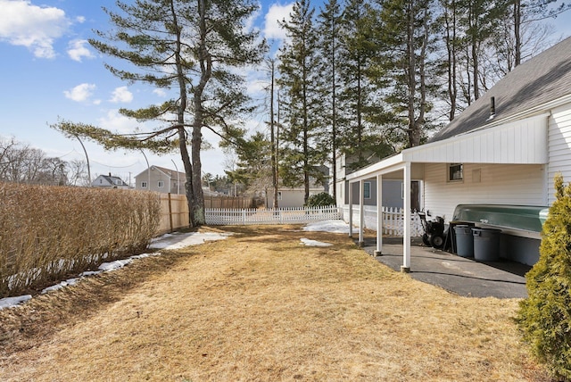 view of yard featuring fence