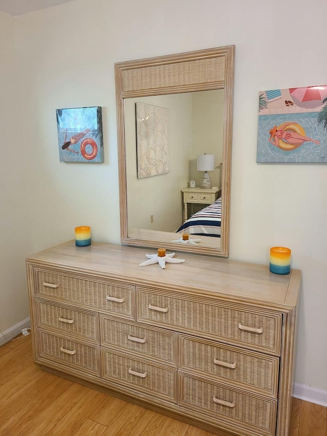 interior details with baseboards and wood finished floors