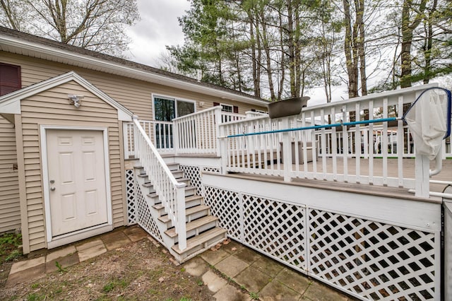 72 Annabessacook Dr, Winthrop, ME 04364 - wooden terrace featuring stairway