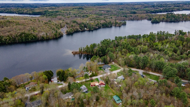 72 Annabessacook Dr, Winthrop, ME 04364 - aerial view of property and surrounding area featuring a heavily wooded area and a nearby body of water