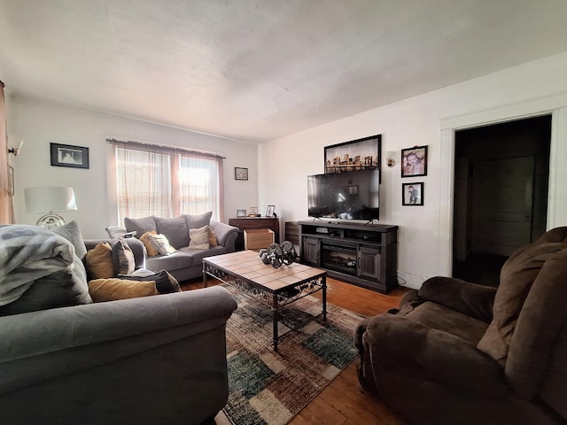 living area featuring wood finished floors