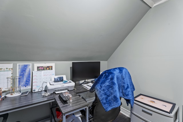 office featuring vaulted ceiling