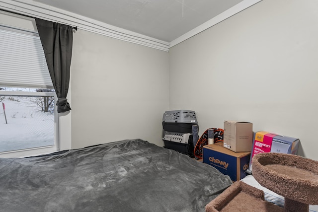 bedroom featuring ornamental molding