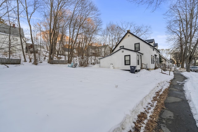 view of snow covered exterior