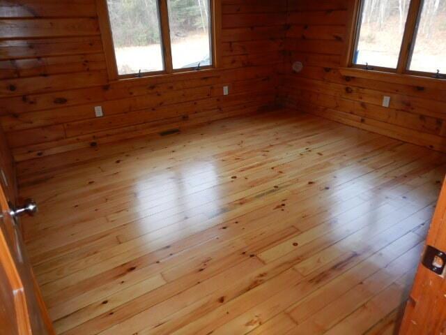 unfurnished room with light wood-type flooring, wood walls, and a healthy amount of sunlight