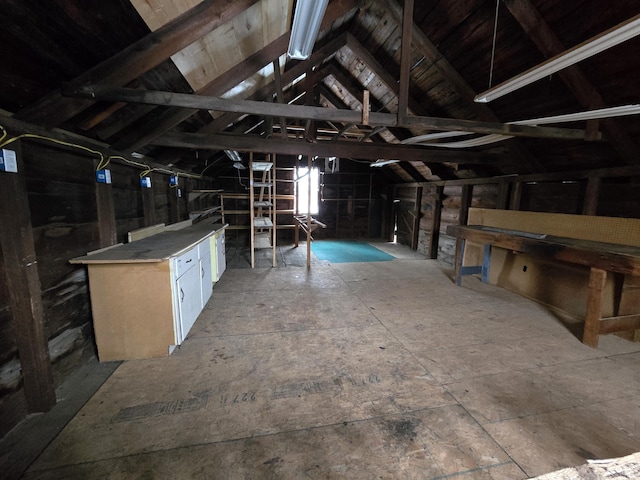 interior space featuring lofted ceiling