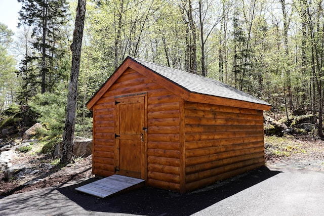 51 Short Point Way, Orland, ME 04472 - view of shed featuring a view of trees