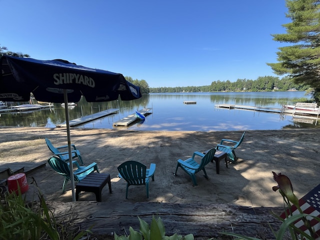 view of dock featuring a water view