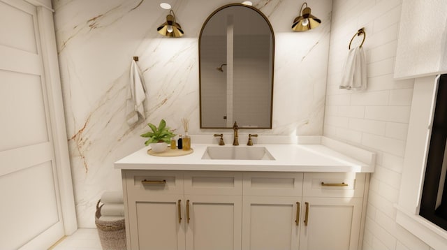 300 N Rd, Yarmouth, ME 04096 - bathroom with tile walls and vanity