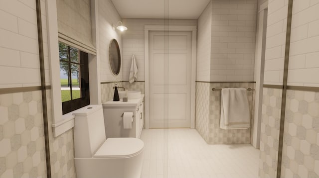 300 N Rd, Yarmouth, ME 04096 - full bathroom featuring vanity, tile patterned floors, and tile walls
