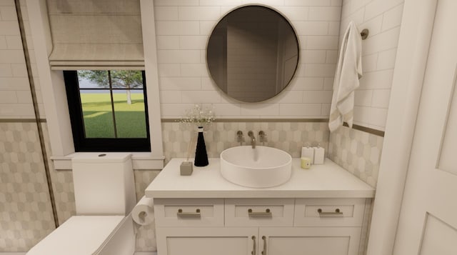 300 N Rd, Yarmouth, ME 04096 - bathroom featuring vanity and decorative backsplash