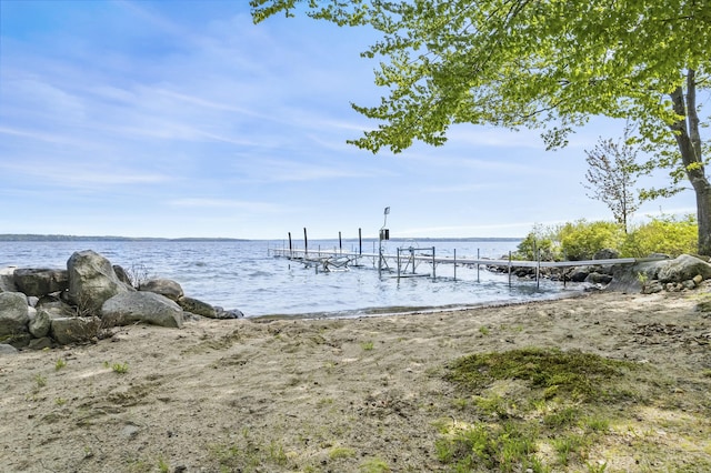 dock area featuring a water view