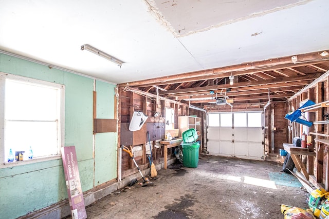 garage with a garage door opener