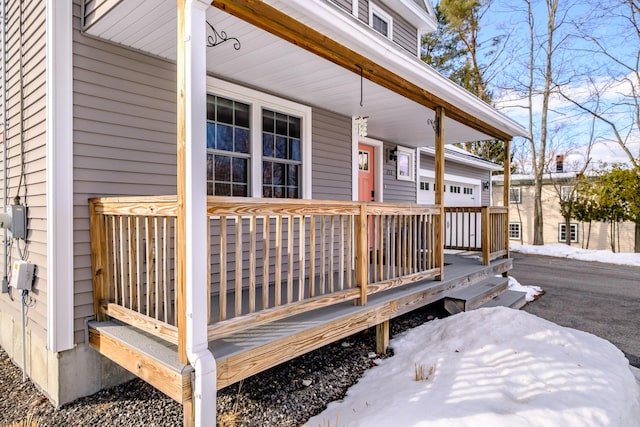 wooden deck featuring a porch