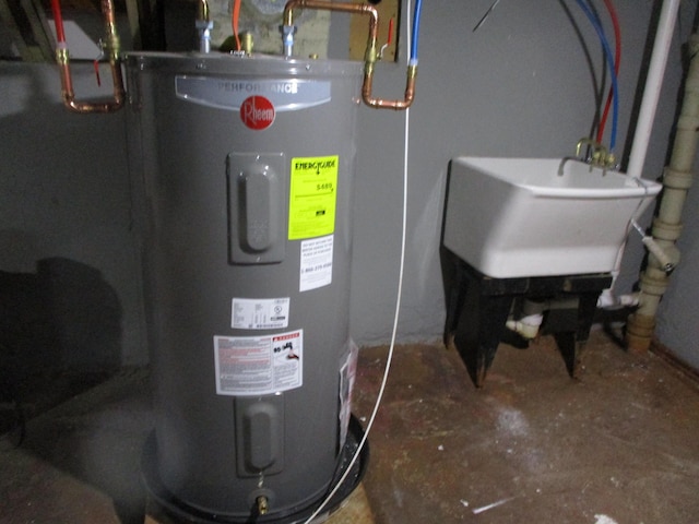 utilities with a sink and electric water heater