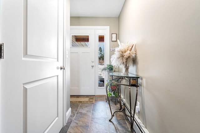 doorway with stone finish flooring