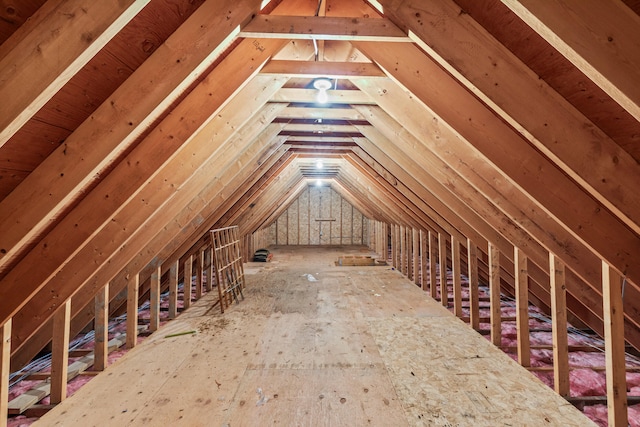 view of unfinished attic