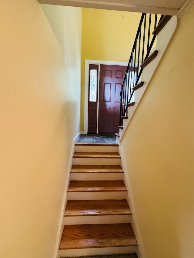 stairs with baseboards