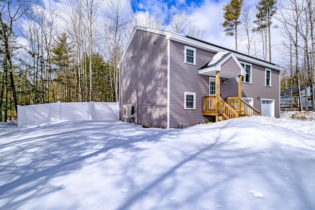 exterior space with a garage