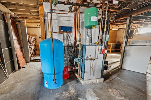 utilities with washer / dryer and a heating unit