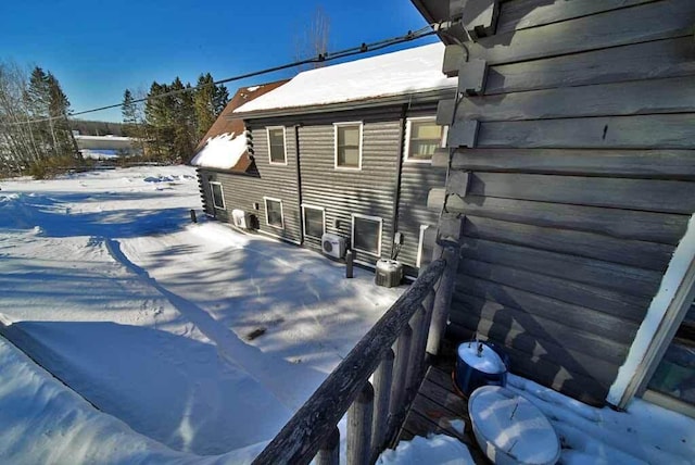 view of snow covered property