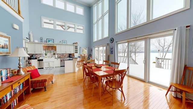 dining room with light wood-type flooring