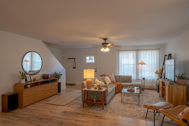 46 Firefly Ln, Bangor, ME 04401 - living area featuring light wood-type flooring and ceiling fan