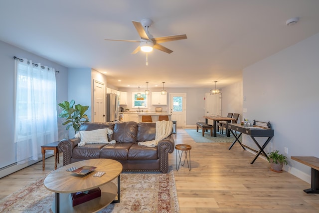 46 Firefly Ln, Bangor, ME 04401 - living area with light wood-type flooring and a ceiling fan