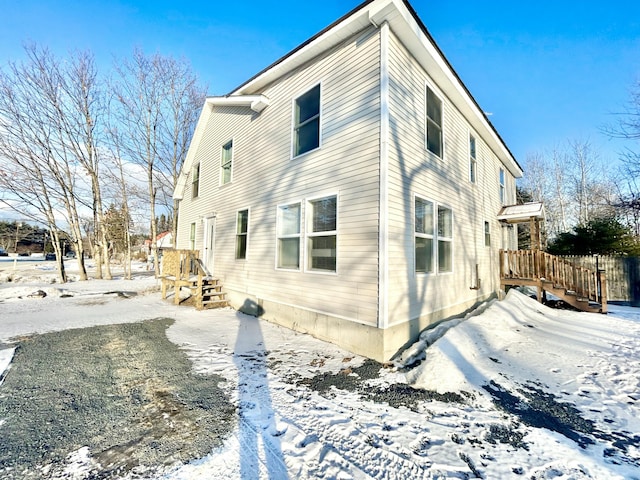 view of snow covered exterior