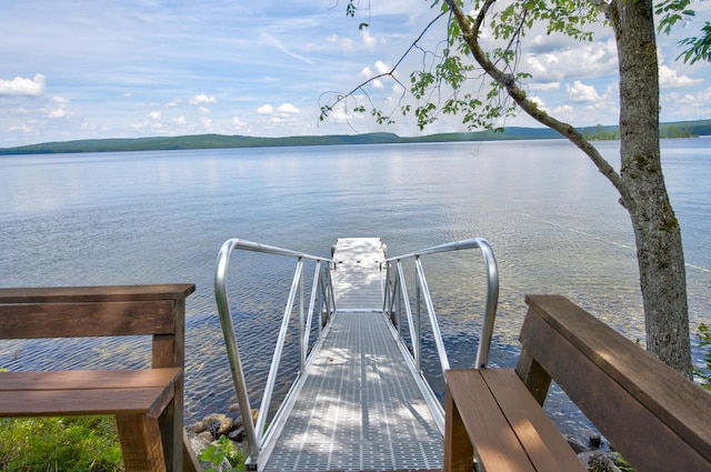 dock area featuring a water view