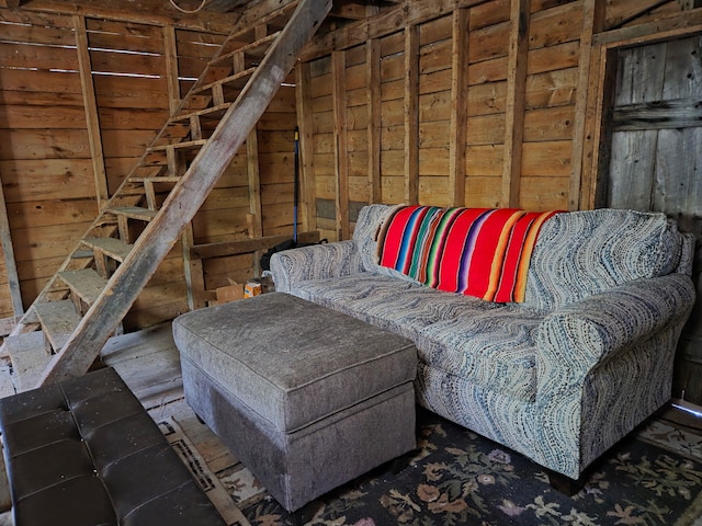 51 N Guilford Rd, Monson, ME 04464 - living room featuring wood walls