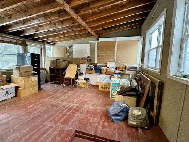 interior space with wooden ceiling