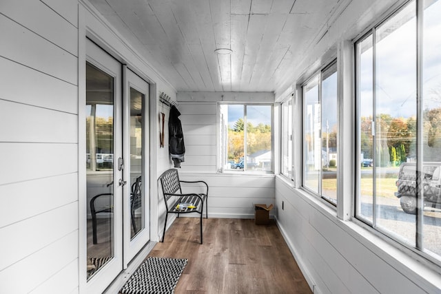 sunroom / solarium with wood ceiling