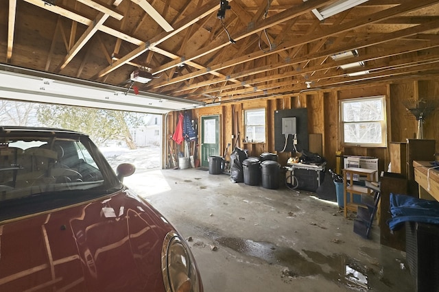 garage with a garage door opener