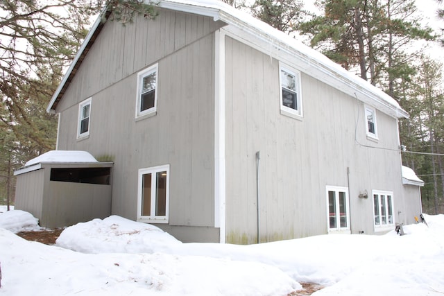 view of snow covered exterior