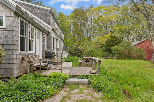 463 Back Meadow Rd, Damariscotta, ME 04543 - view of green lawn featuring a deck