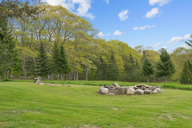463 Back Meadow Rd, Damariscotta, ME 04543 - view of green lawn featuring a forest view