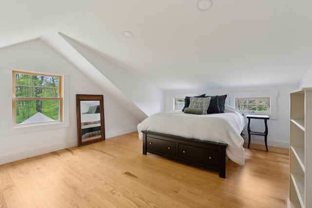 463 Back Meadow Rd, Damariscotta, ME 04543 - bedroom with light wood-type flooring and vaulted ceiling