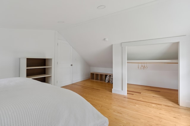 463 Back Meadow Rd, Damariscotta, ME 04543 - bedroom with lofted ceiling and light wood-type flooring