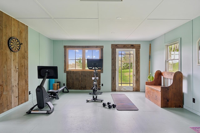 463 Back Meadow Rd, Damariscotta, ME 04543 - exercise area featuring wooden walls