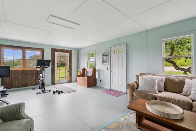 463 Back Meadow Rd, Damariscotta, ME 04543 - living room with plenty of natural light and finished concrete floors