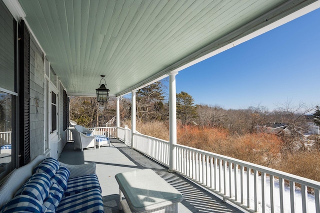 wooden deck with covered porch