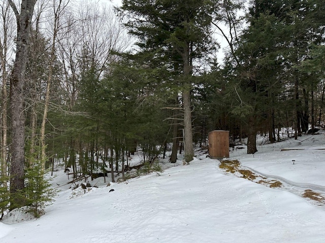 view of yard layered in snow