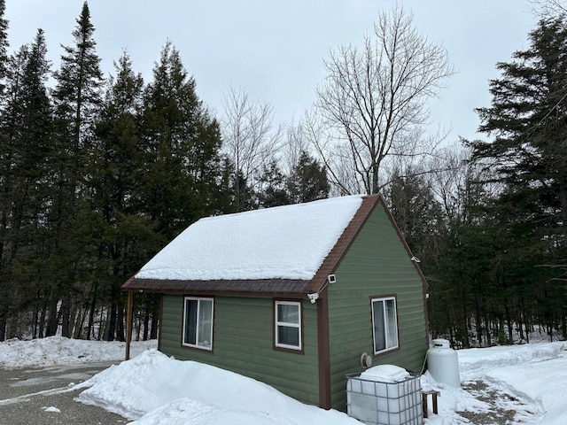 view of snow covered exterior