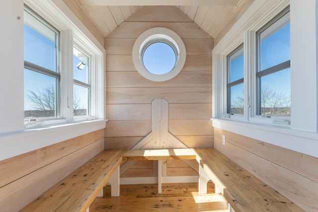 view of sauna / steam room featuring wood finished floors