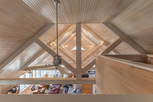 interior details featuring beam ceiling and wood ceiling