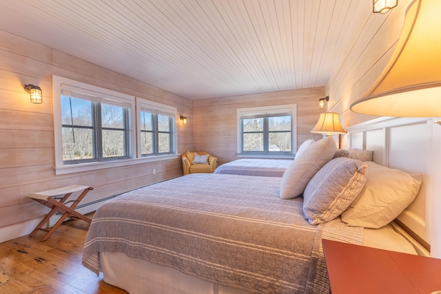 bedroom featuring wooden ceiling and wood finished floors