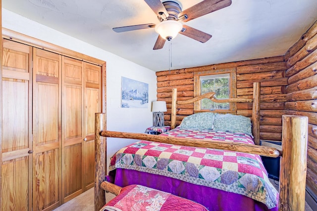 bedroom featuring carpet floors and ceiling fan