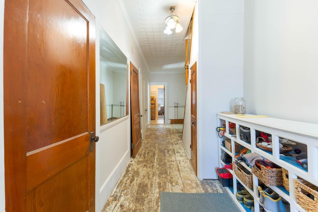 hallway with crown molding