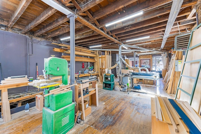 basement featuring hardwood / wood-style flooring